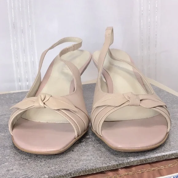 Franco Sarto Blush Pink Leather Open Toe Slingback Kitten Heels Sz.9 - Picture 10 of 10
